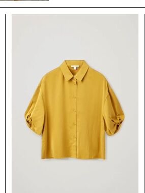COS Mustard Yellow Short-Sleeve Button-Down Shirt